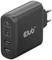 Černá nabíječka Club3D s dvěma USB porty a jedním USB-C portem. Maximální výkon: 65W (PD), 12W (USB).