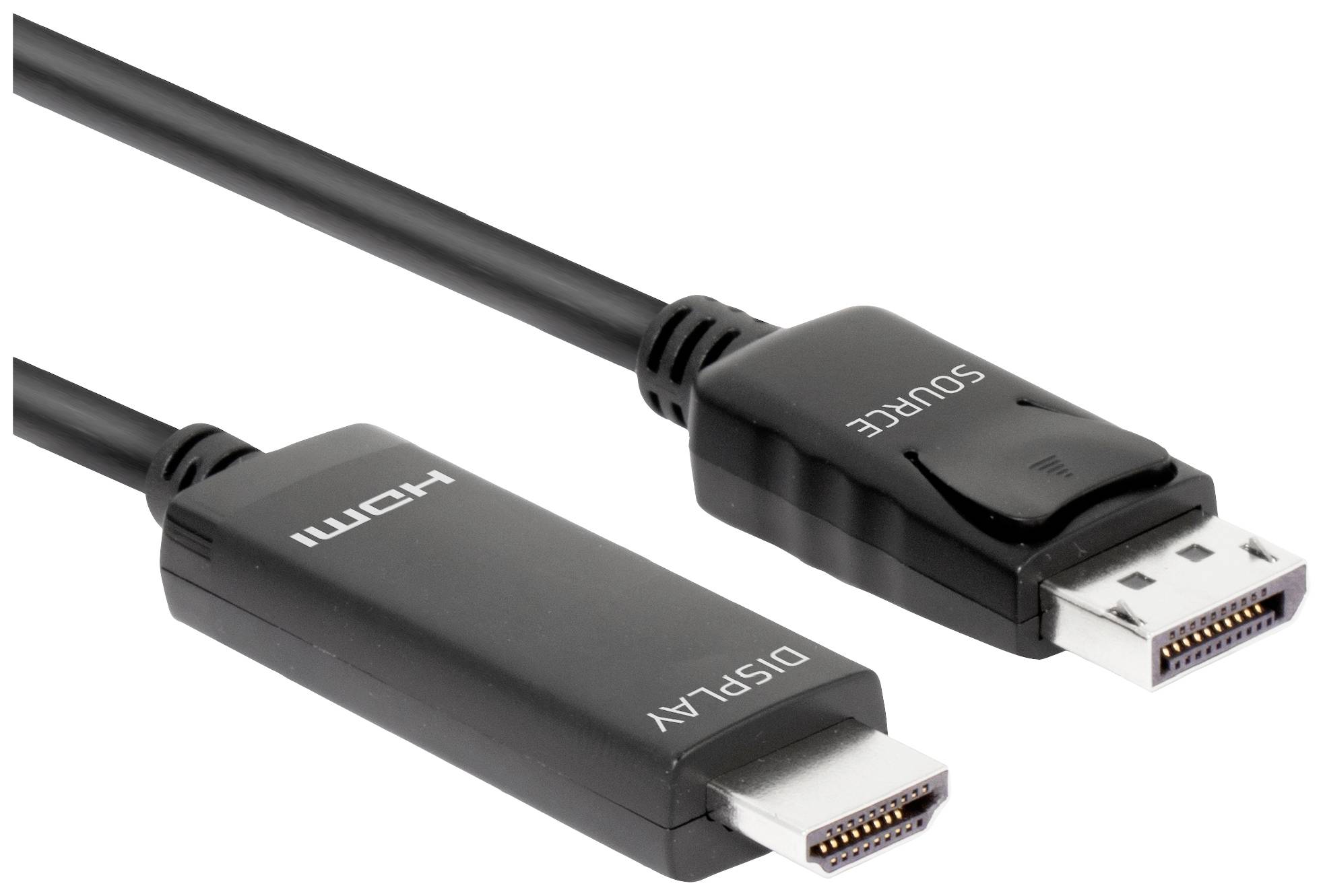 DisplayPort-HDMI kabel: Propojuje DisplayPort výstupy z laptopů s HDMI vstupy monitorů nebo televizorů.