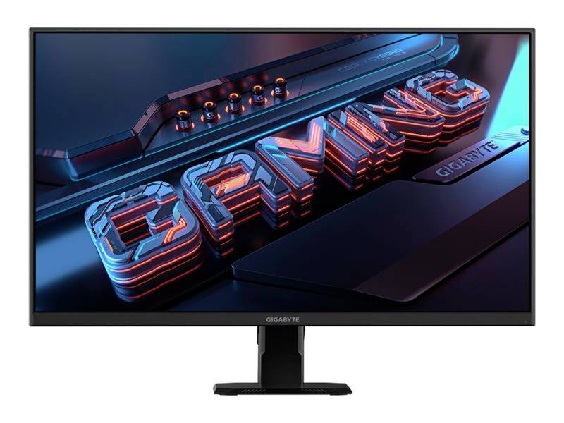 Herní monitor zobrazuje slovo 'GAMING' svítícími písmeny na futuristickém pozadí.