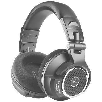 Černá over-ear sluchátka s polstrovanými náušníky a nastavitelným hlavovým mostem. Text: „Síla hudby."