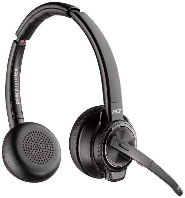 HP Poly Savi 8220 UC DECT  Headset otevřená (On Ear) DECT, Bluetooth® stereo černá Potlačení hluku headset, regulace hlasitosti, Vypnutí zvuku mikrofonu Počítače