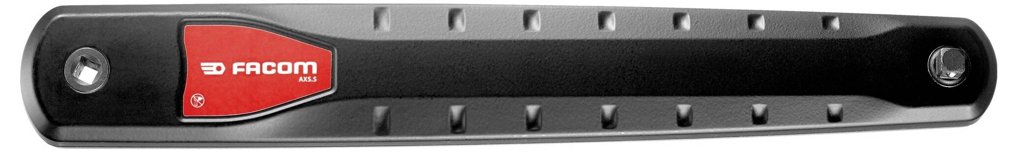 Dlouhý, plochý nástrčný klíč s červeným logem 'Facom' na levé straně, obklopený černým a šedým designem.