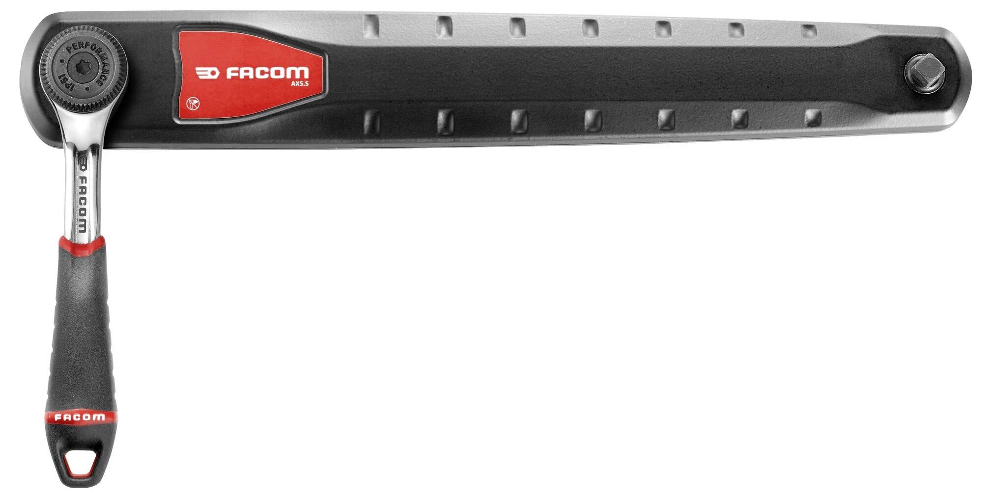 Momentový klíč od Facomu s červenou a černou rukojetí, vhodný pro přesné šroubovací práce v profesionální oblasti.