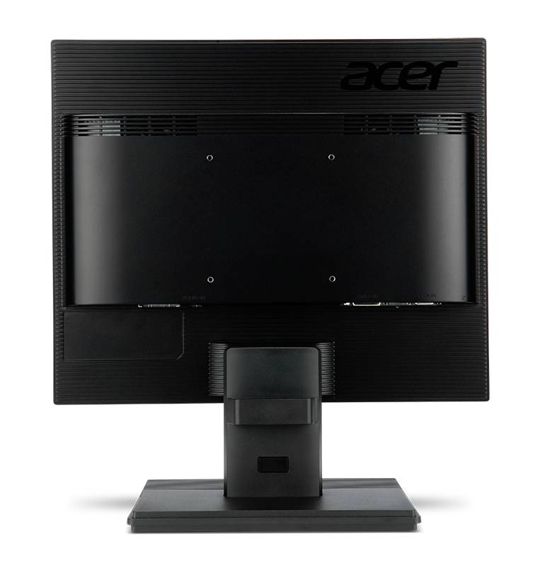 Pohled zezadu na monitor počítače Acer s černou základnou, bez viditelných připojení nebo kabelů.