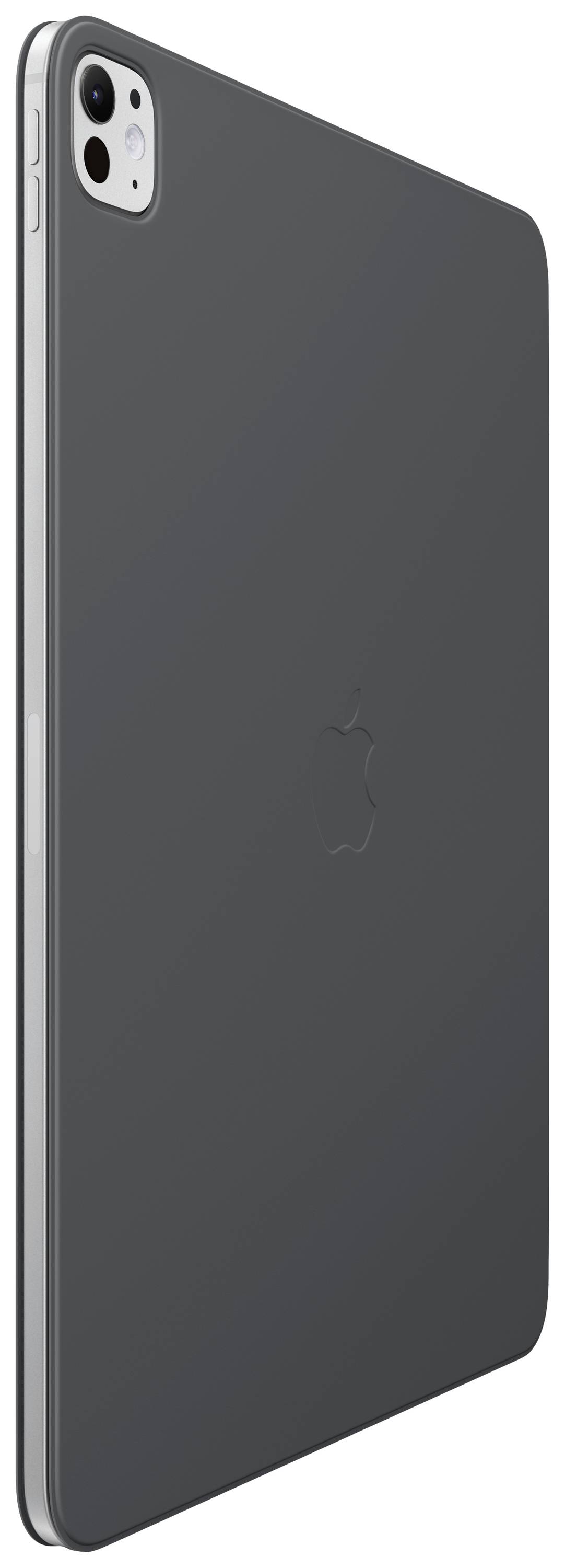 Moderní tablet v stříbrné barvě s zadní kamerou a bočním portem, který ukazuje štíhlý design a zaoblené rohy.