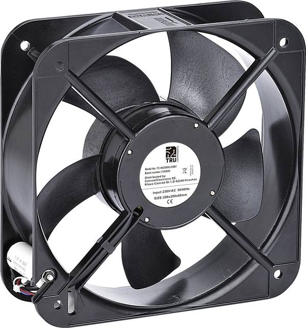 TRU COMPONENTS TC-NA20060-230B1 axiální ventilátor, 230 V/AC, 890 m³/h, (d x š x v) 200 x 200 x 60 mm, TC-12774580