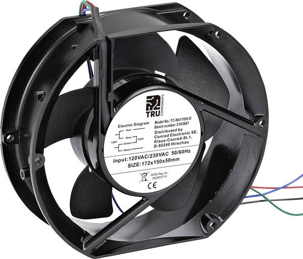 TRU COMPONENTS TC-NA17050-D axiální ventilátor, 230 V/AC, 120 V/AC, 310 m³/h, (d x š x v) 172 x 150 x 50 mm, TC-12774668