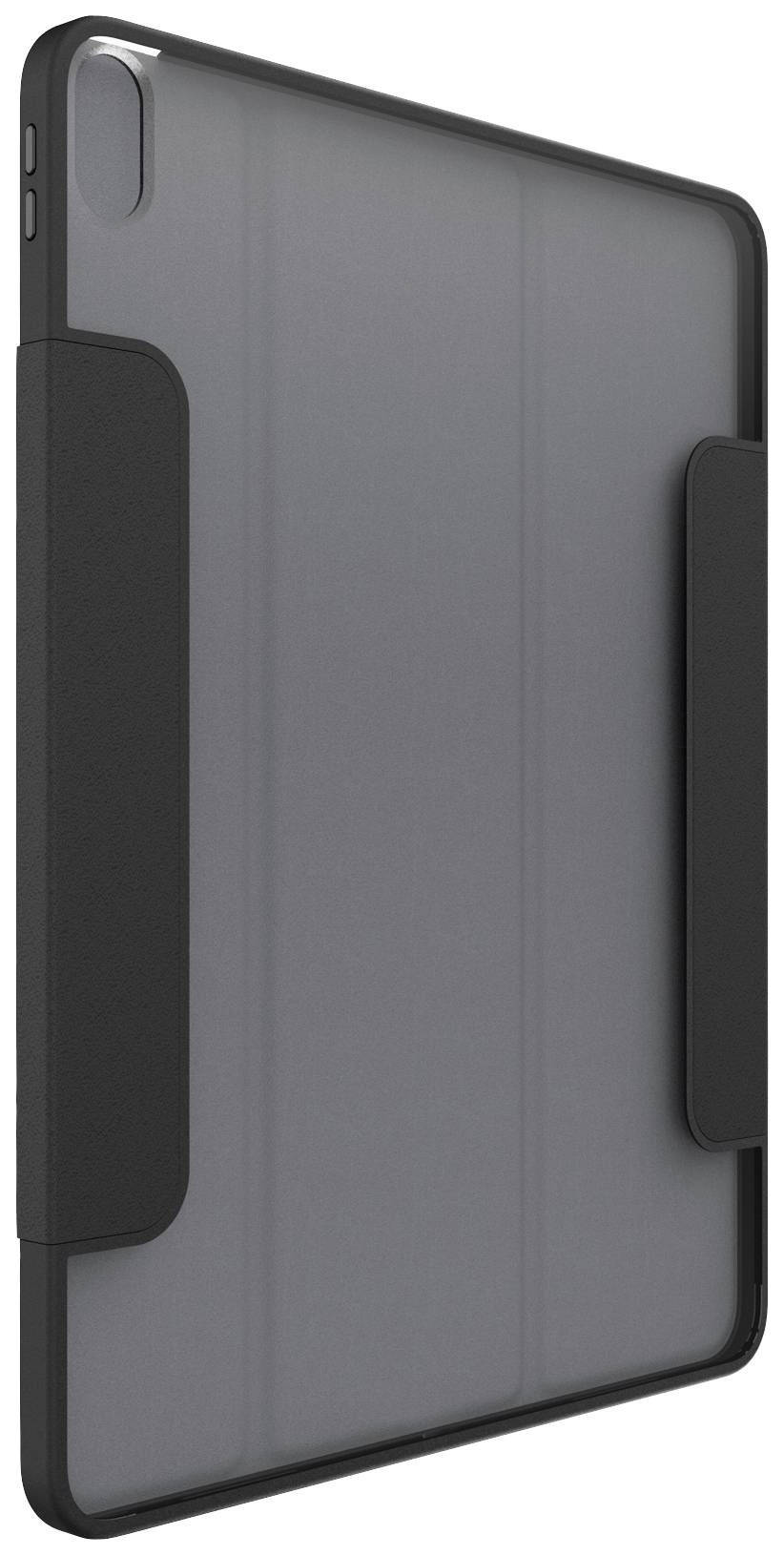 Černý obal na tablet s elegantním, minimalistickým designem a ochranným rámečkem.