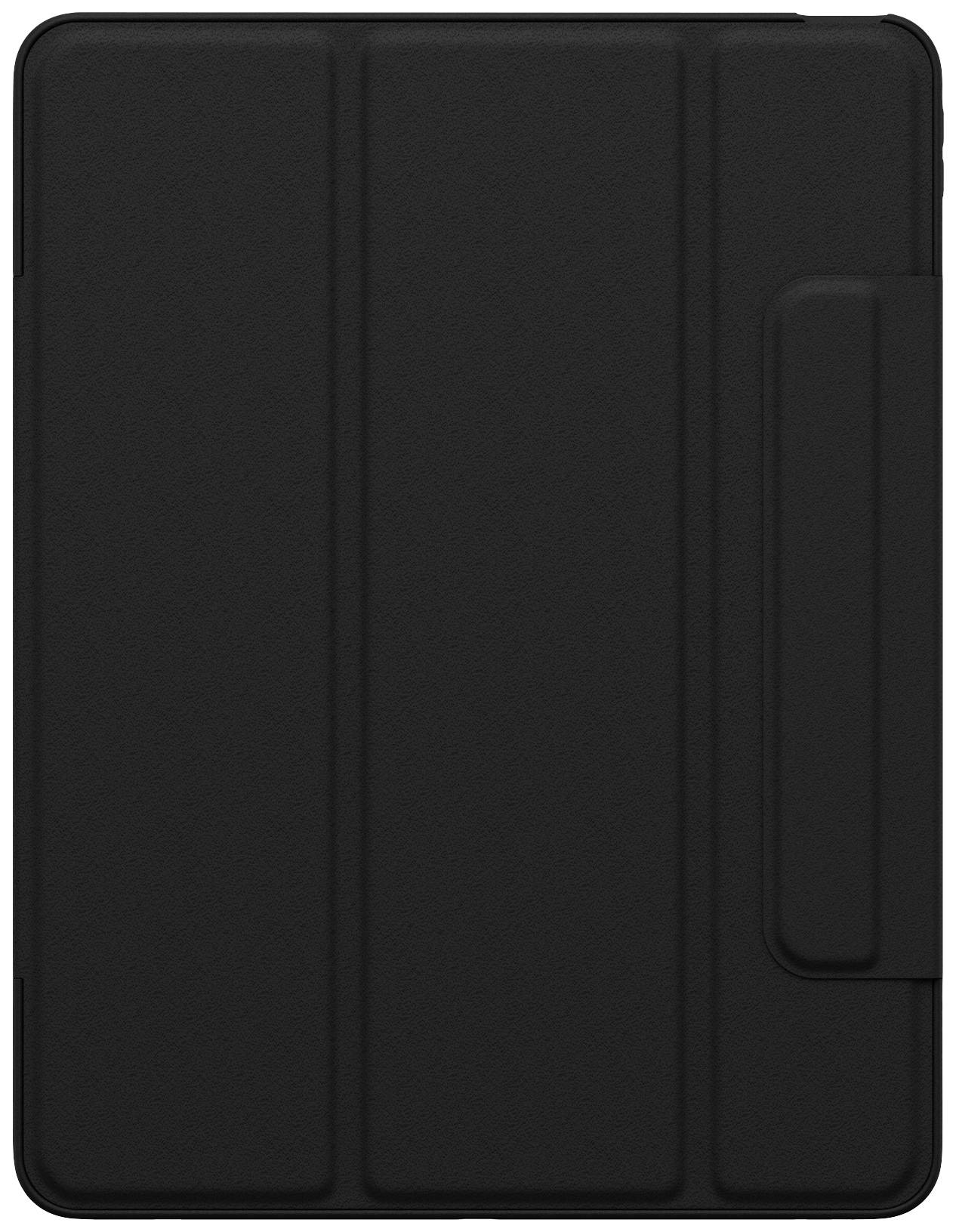 Černý obal na tablet v zavřeném stavu, s magnetickým uzávěrem vpravo. Jednoduché designové provedení bez viditelných značek výrobce.