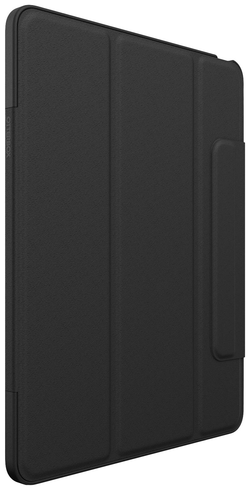 Černý obal na tablet v zavřené poloze, který ukazuje jednoduché, minimalistické provedení s klopnou obálkou.