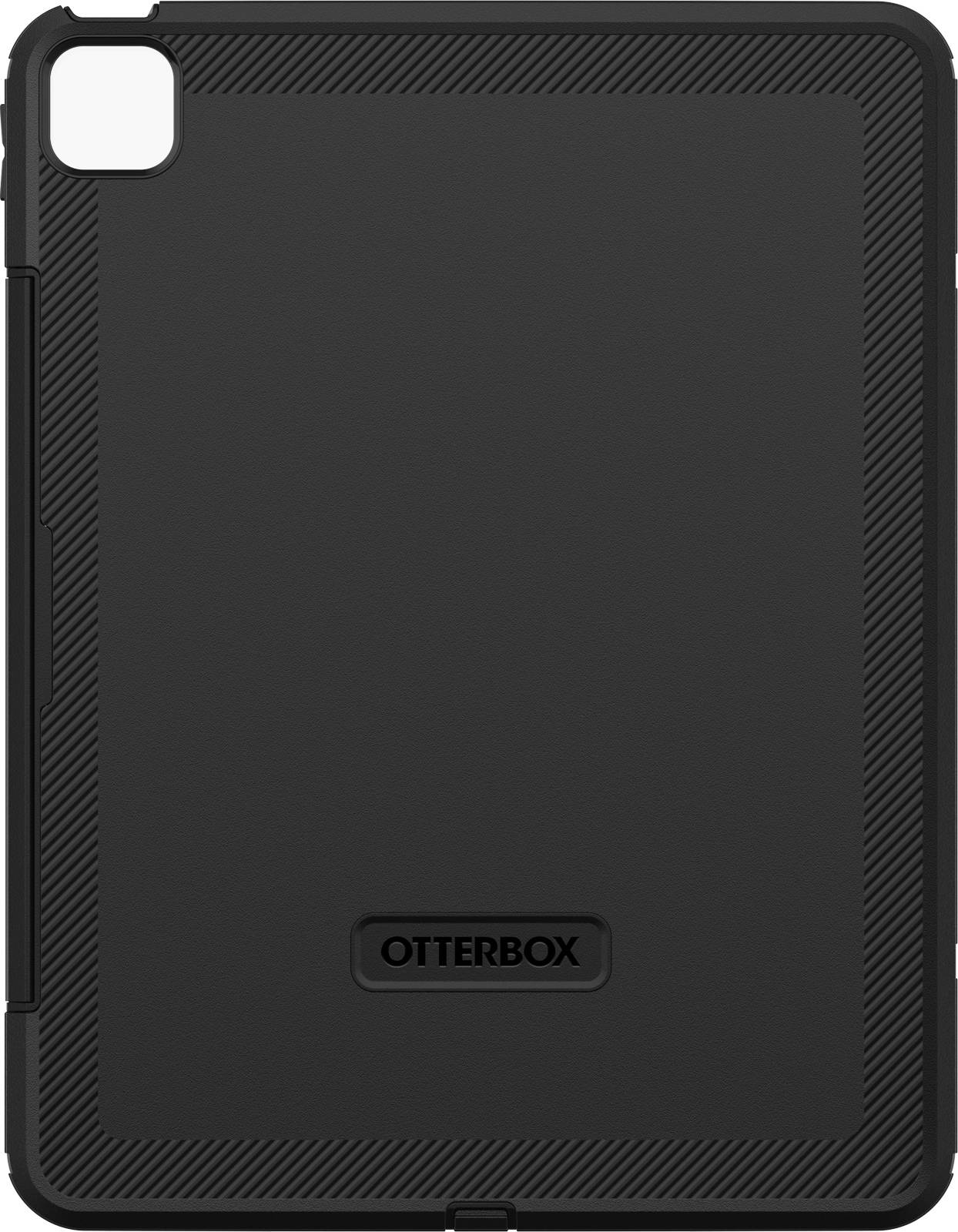 Černý ochranný obal na tablet od značky Otterbox poskytuje robustní krytí a ochranu.