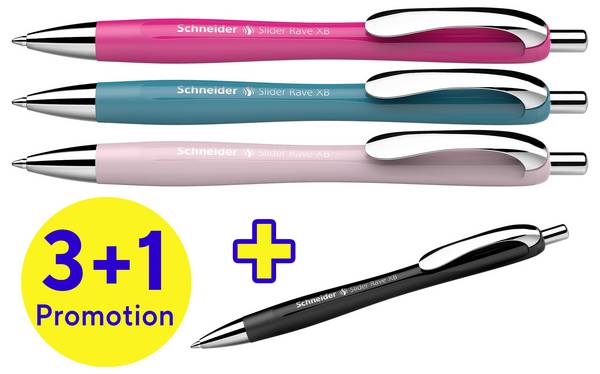 Schneider Schreibgeräte Slider Rave XB 132564 kuličkové pero 0.7 mm Barva písma: modrá 4 ks