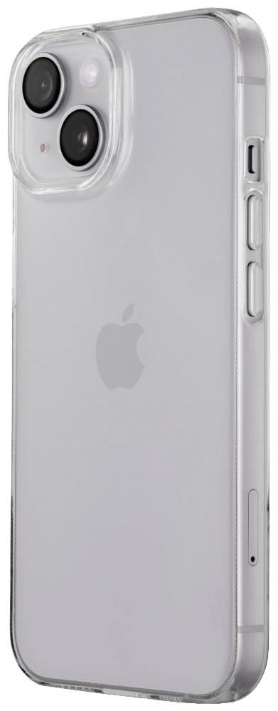 Průhledný mobilní kryt odhaluje zadní stranu smartphonu se dvěma velkými objektivy fotoaparátu a logem Apple.