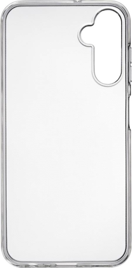 Průhledný transparentní kryt na smartphone s výřezy pro fotoaparát a konektory.