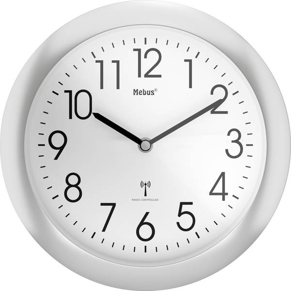 Mebus 52451 DCF nástěnné hodiny 25 cm x 40 mm, stříbrná