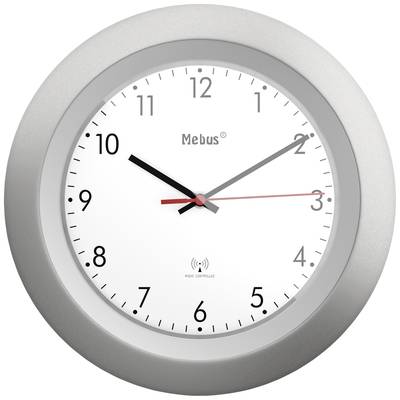 Analogové nástěnné hodiny s bílým ciferníkem, černými hodinovými a minutovými ručičkami a červenou sekundovou ručičkou ukazují 15:10.