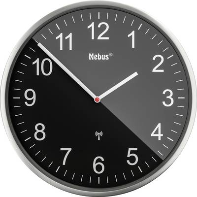 Kulaté černé nástěnné hodiny s bílými číslicemi a ručičkami ukazují čas 10:10.