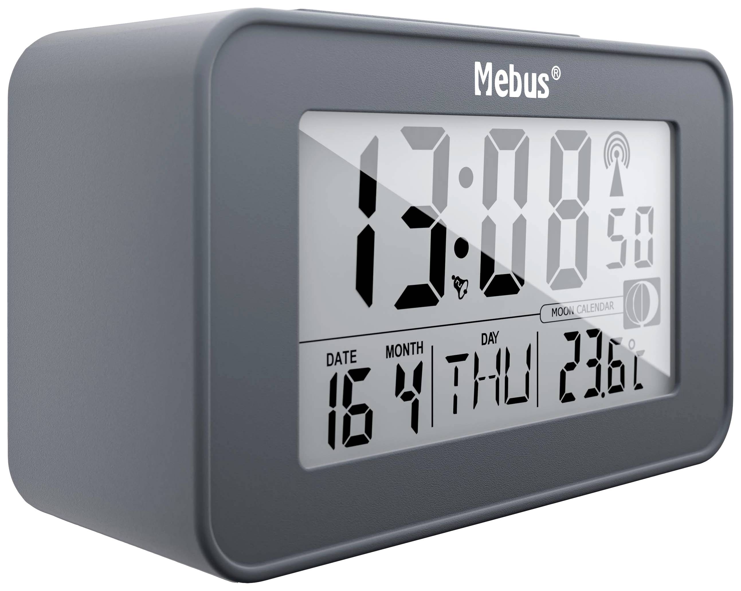Šedý digitální budík ukazuje čas 13:08, datum 16. července a teplotu 23,6°C.
