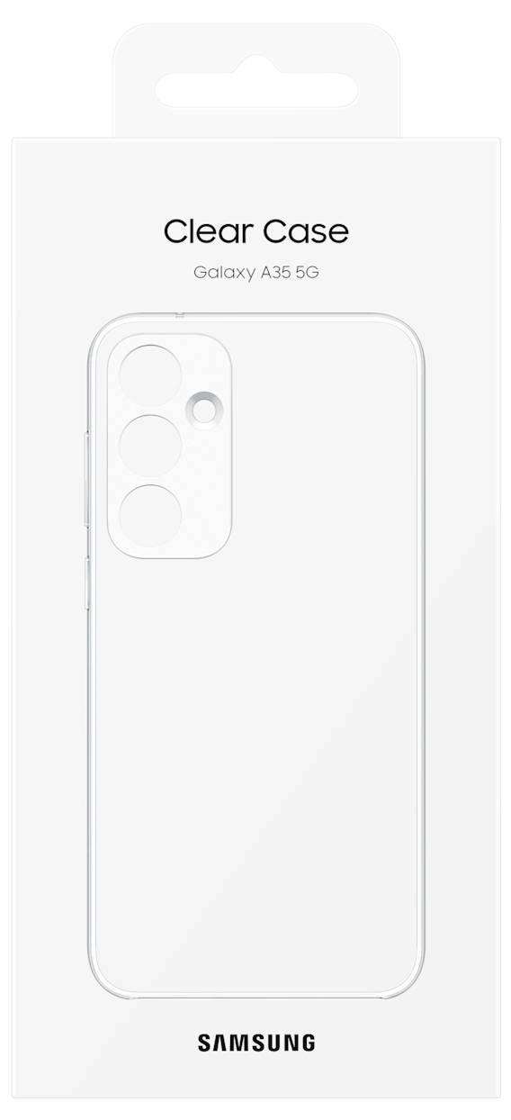 Průhledný ochranný kryt pro Samsung Galaxy A35 5G v originálním balení.