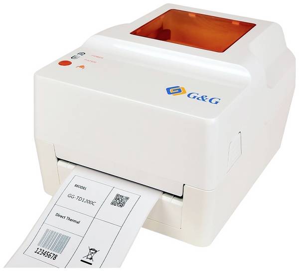 G&G GG-TD1200C-BK-USB tiskárna štítků  termální s přímým tiskem, termotransferová 203 x 203 dpi Šířka etikety (max.): 110 mm