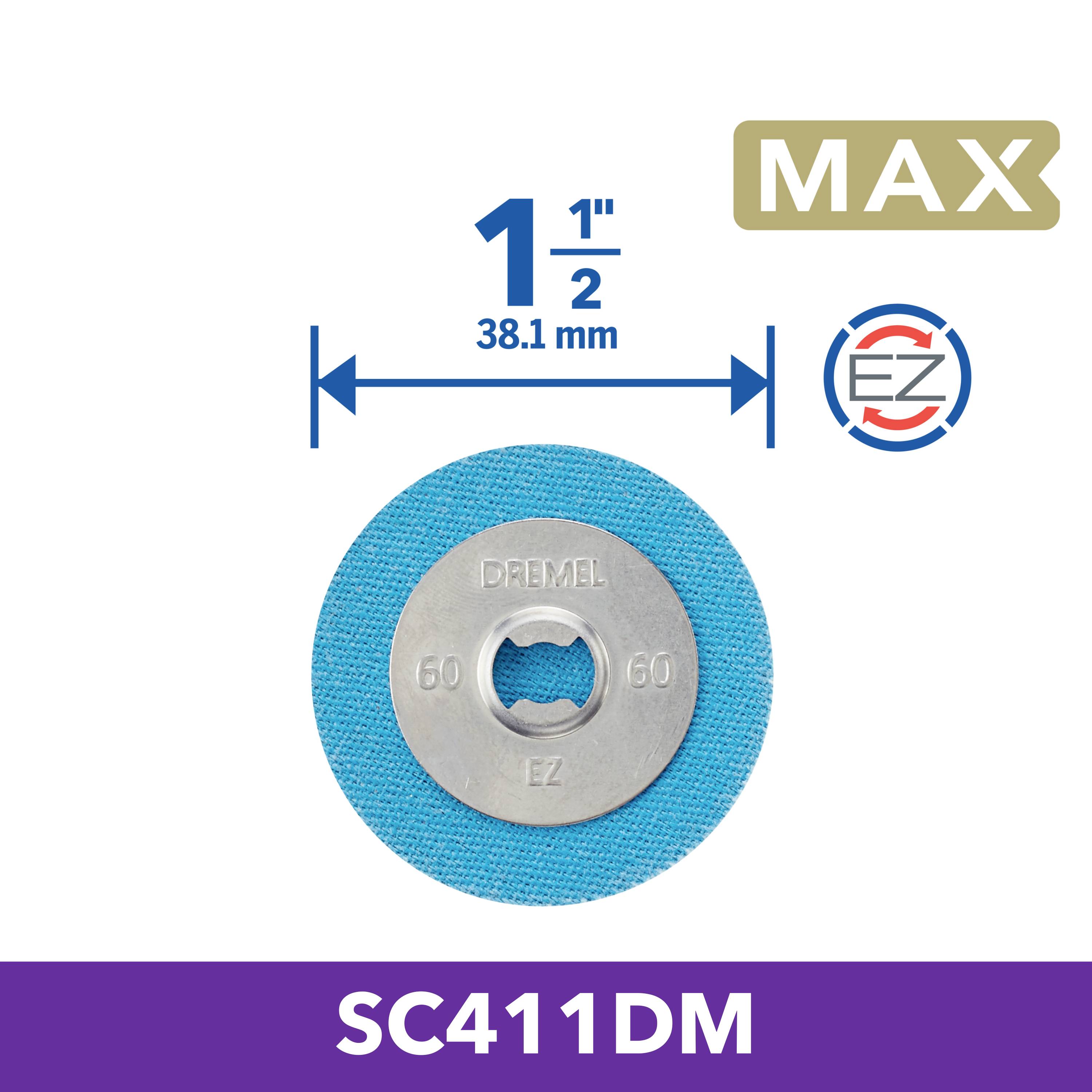 Řezný kotouč Dremel 'SC411DM MAX', průměr 38,1 mm, s EZ-Lock systémem, modrá ochranná vrstva. Vhodný pro rozmanité řezné práce.