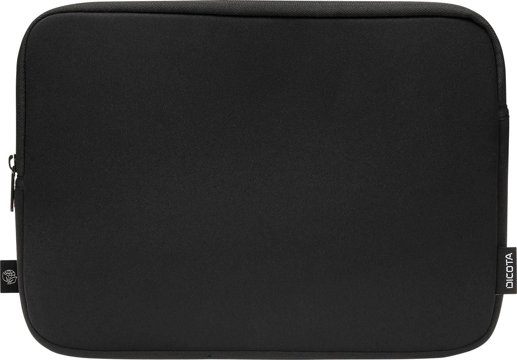 Černá brašna na notebook od Dicoty, obdélníkového tvaru se zipem po straně. Ideální pro ochranu a přepravu notebooku.