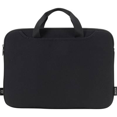 Černá, elegantní brašna na notebook se dvěma úchyty, vhodná pro přepravu a ochranu notebooků.