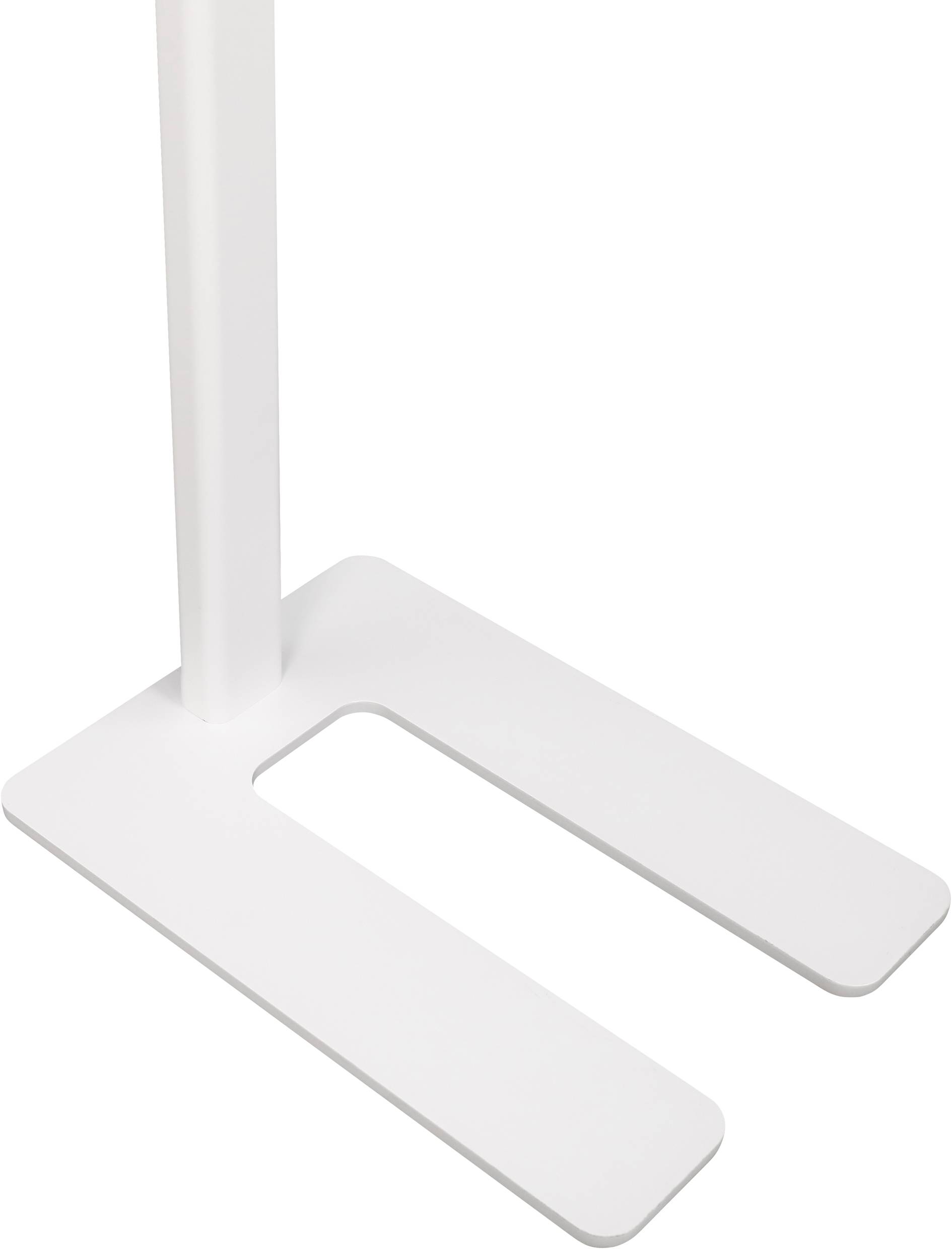 Bílá kovová noha nábytku ve tvaru U, stabilní a minimalisticky navržená.