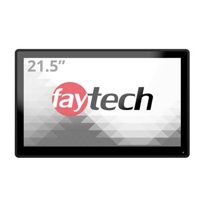 21,5palcový monitor s logem 'faytech' na šedém geometrickém pozadí.