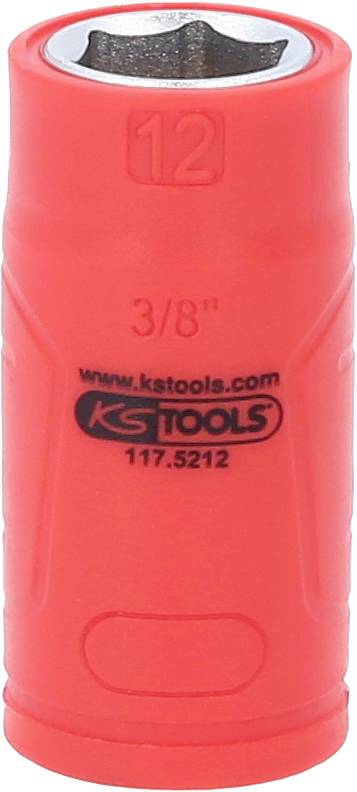 Červený instalatérský klíč s nápisem '12 3/8"', 'www.kstools.com' a '117.5212', vyrobený společností KS Tools.