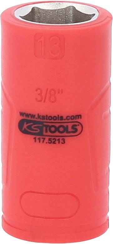 Červená nástrčná matice od KS Tools s 3/8" označením a číslem artiklu 117.5213.
