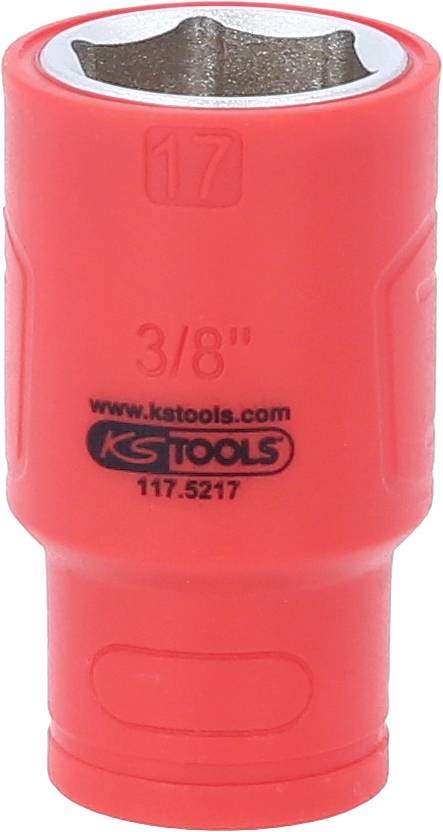 Červený nástrčný klíč velikosti '3/8"' s logem KS Tools, katalogové číslo 117.5217.