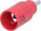 Červený šroubovací nástavec s vroubkovanou rukojetí, místy viditelný kovový povrch.