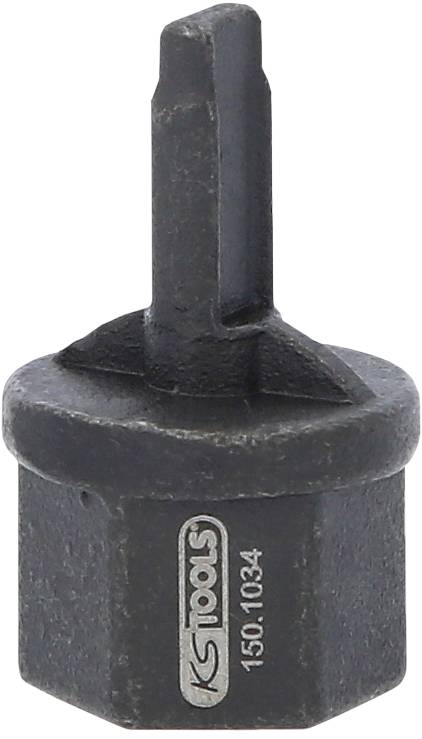 Šestihranný bit s plochou čepelí, označený 'KS Tools' a '150.1034', vhodný pro určité šroubové spoje.