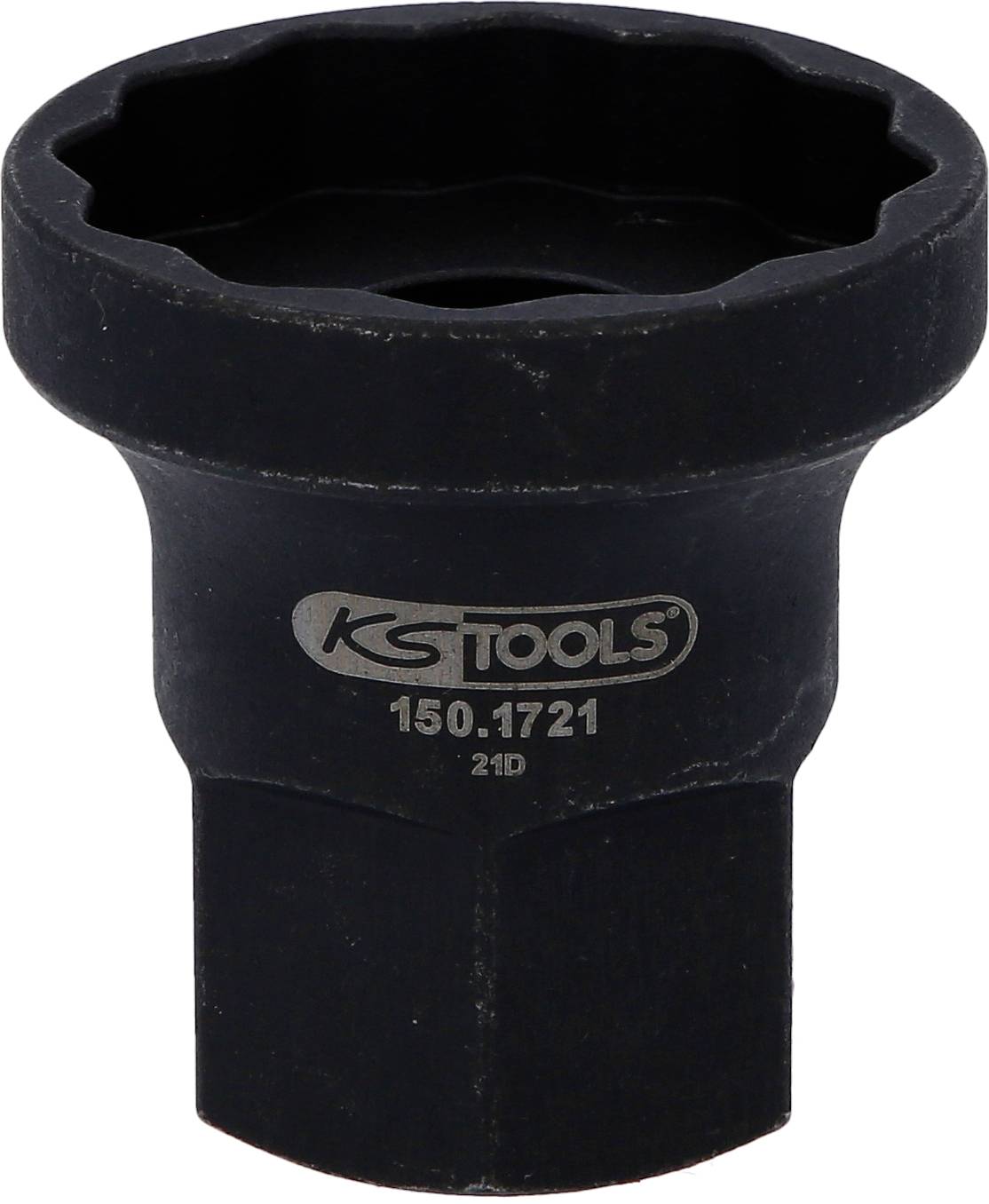 Černý nástavec klíče s nápisem 'KS TOOLS 150.1721'. Používá se k povolování nebo utahování šroubů nebo matic.