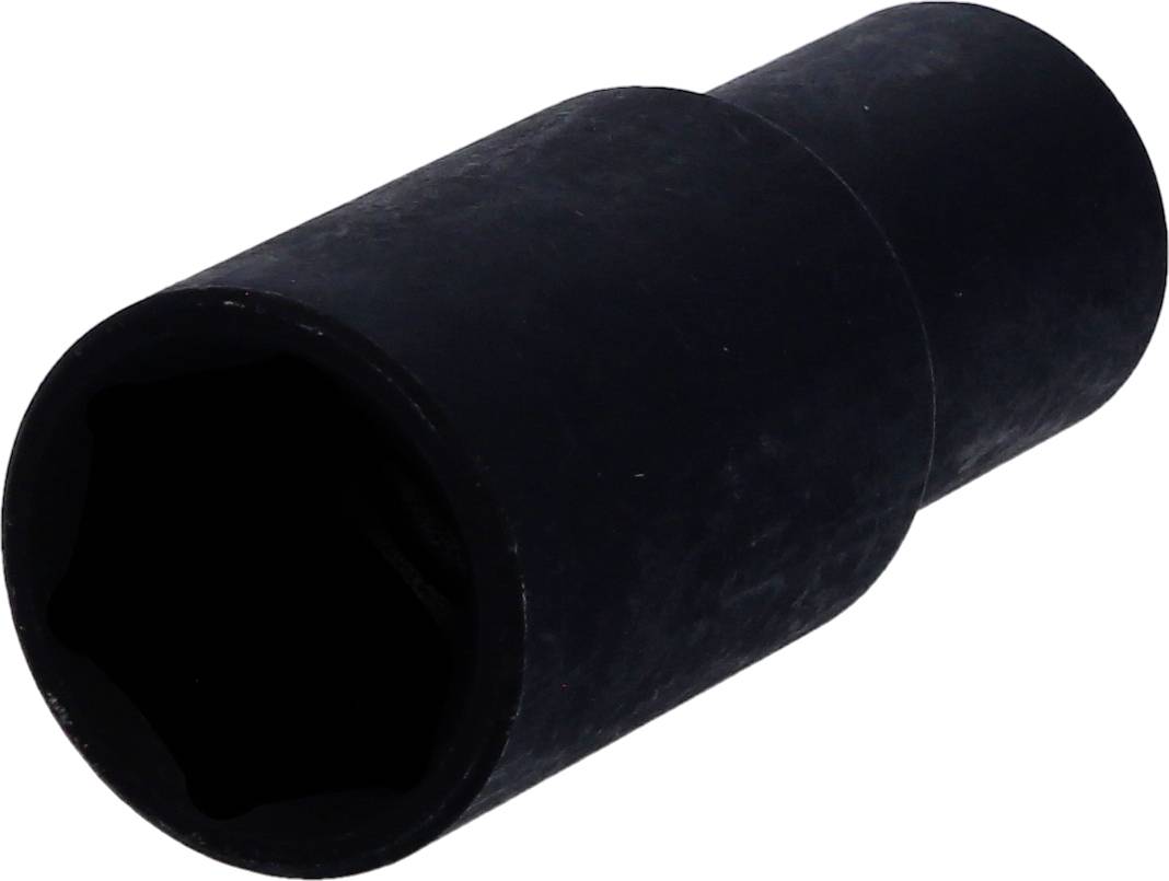 Černá šestihranná nástrčná hlavice vhodná pro mechanické práce se šrouby nebo maticemi.