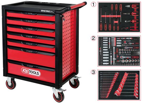 KS Tools 826.7215 dílenský vozík ocelový plech Barva: černá, červená
