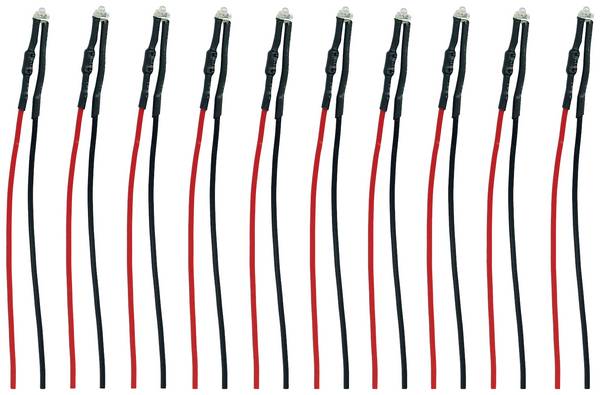 TAMS Elektronik 81-30256-10-C  LED  s připojovacími kabely  červená, průsvitná 10 ks