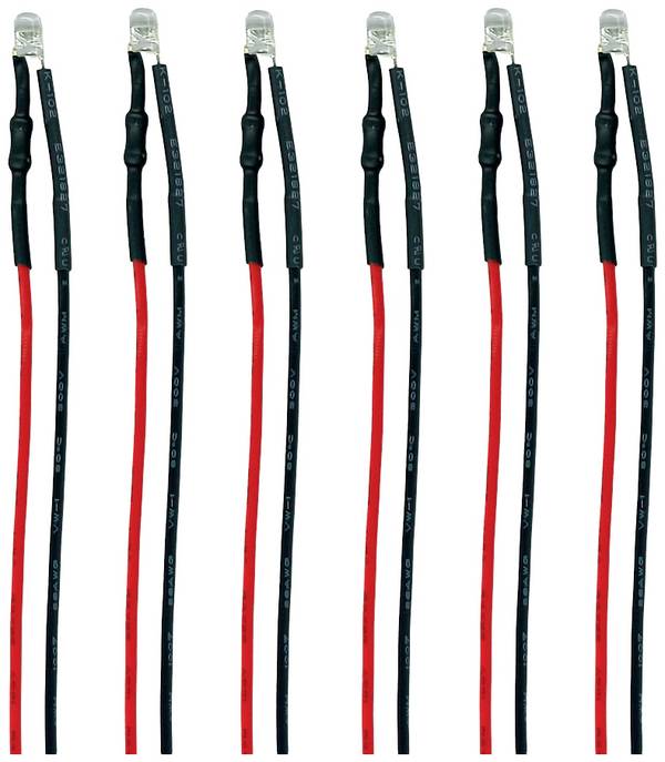 TAMS Elektronik 81-59606-06-C  LED  s připojovacími kabely  studená bílá, červená 6 ks