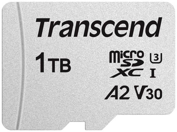 Transcend TS1TUSD300S-A paměťová karta microSD Retail 1 TB UHS-I, Class 10, v30 Video Speed Class, A1 Application Performance Class, A2 Application Performance Class vč. SD adaptéru