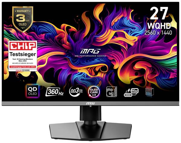 MSI MPG 271QRXDE QD-OLED herní monitor 67.3 cm (26.5 palec)2560 x 1440 Pixel, 16:9, 0.03 ms, OLED