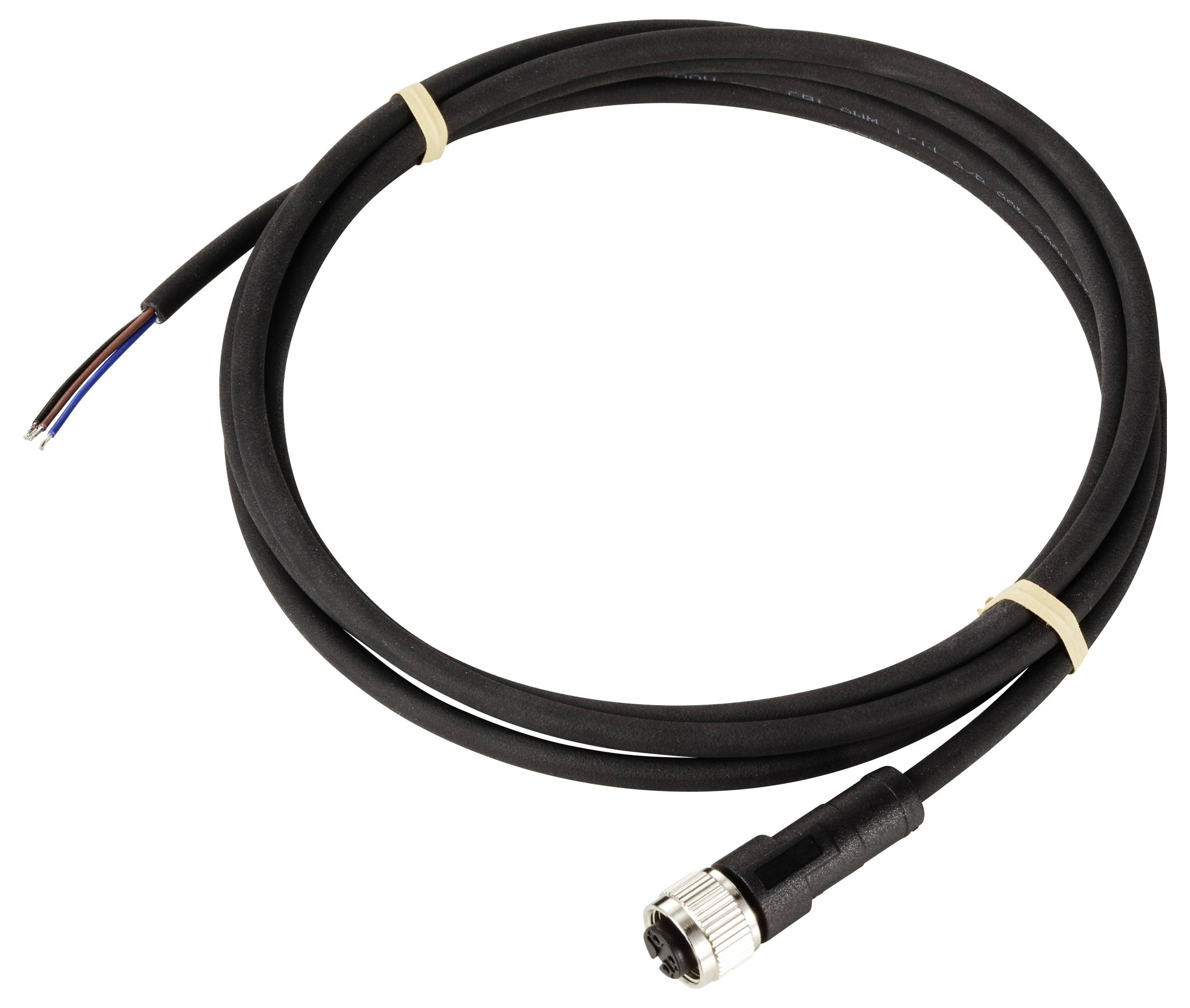 Černý kabel s kovovým konektorem na konci.