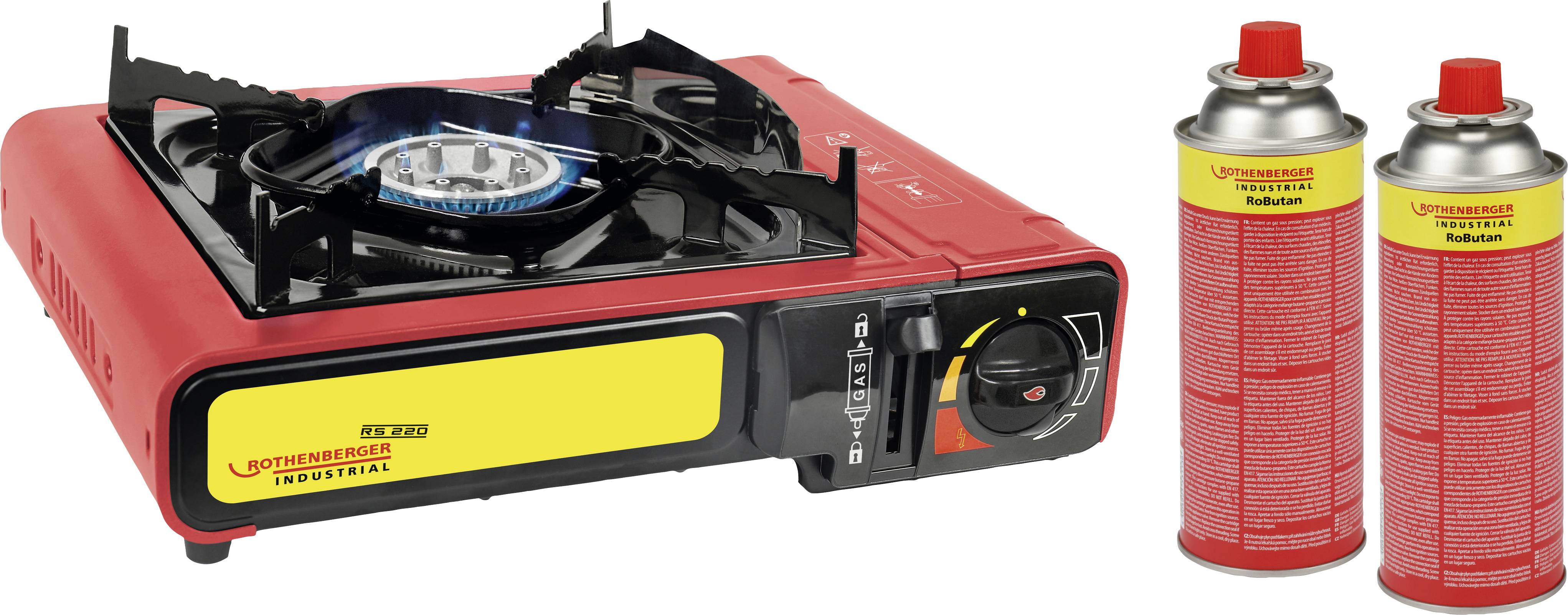 Rothenberger Industrial plyn kempingový vařič Gourmet Piezo RS 220 + RoButan 220g 1500004240 nerezová ocel