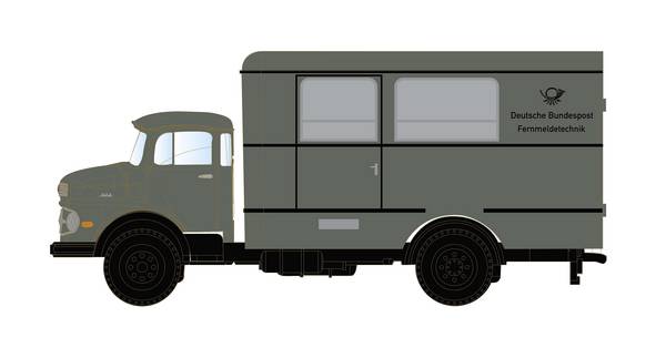 Minis by Lemke LC3468 N  model nákladního vozidla Mercedes Benz Dílenský kufr DBP L322 pro telekomunikační techniku