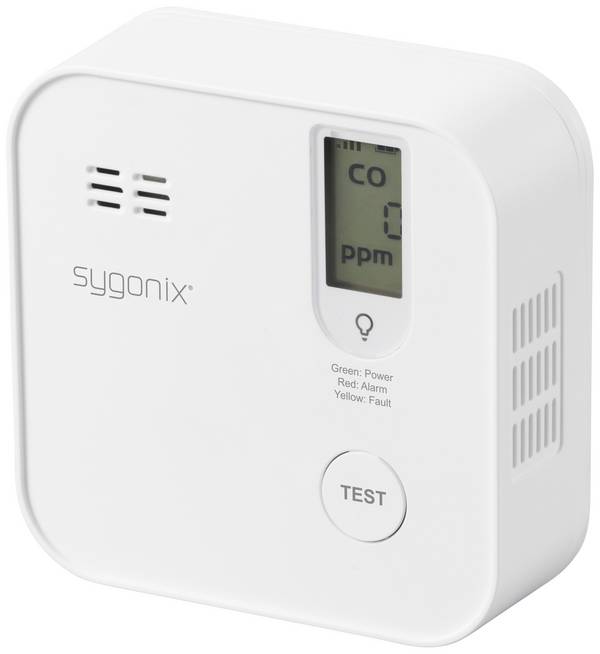 Sygonix SY-6418204 detektor oxidu uhelnatého vč. baterie s životností 5 let, Ovládání přes aplikaci na baterii, detekce oxidu uhelnatého (CO), sada