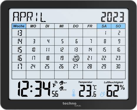 Techno Line WT2600 DCF Kalendář černá časů buzení 2