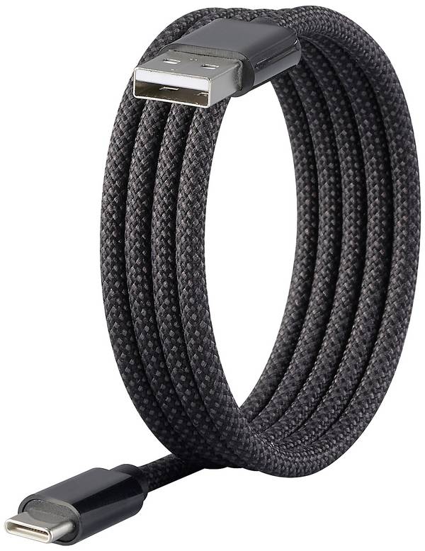 Renkforce USB kabel USB 2.0 USB-C ® zástrčka, USB-A zástrčka 1.00 m černá S magnetickým vinutím, látkový potah RF-6437924