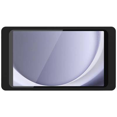 Tablet s černým rámečkem a abstraktním, kruhovým vzorem na obrazovce.