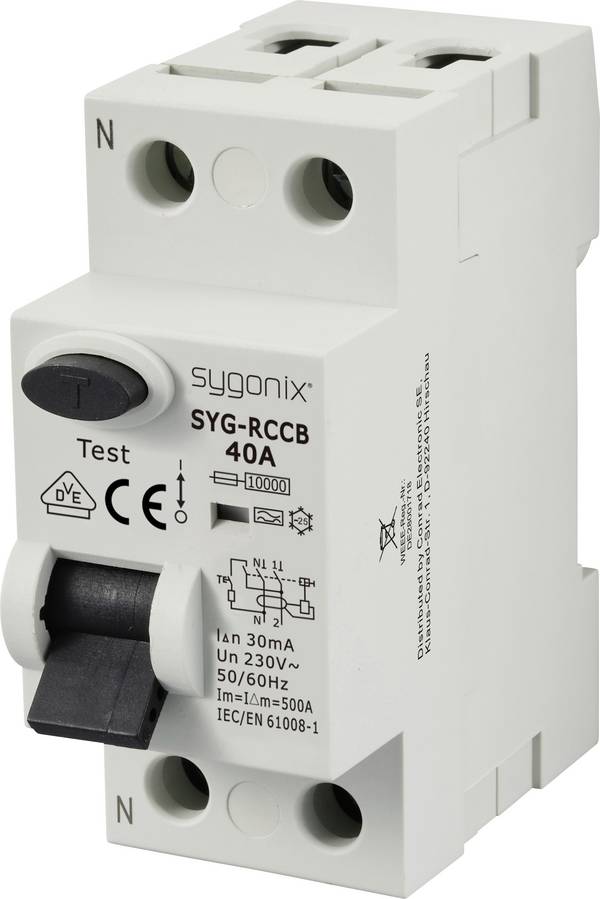 Sygonix SY-6438016 SYG-RCCB 1P+N/A40/10kA/30mA ochranný proudový spínač A 2pólový 40 A 0.03 A 230 V/AC