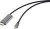 SpeaKa Professional USB-C® / HDMI kabelový adaptér USB-C ® zástrčka, Zástrčka HDMI-A, USB-C ® zásuvka 2.00 m černá SP-12876348 4K UHD, s nabíjecí zásuvkou , hliníková zástrčka HDMI kabel